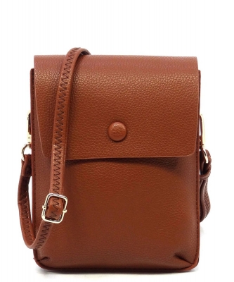 Fashion Pebble Flap Crossbody Bag Cell Phone Purse CA105 COFFEE